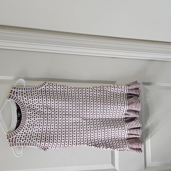 chic Dresses & Skirts - Chic White Top with Maroon Dot Print